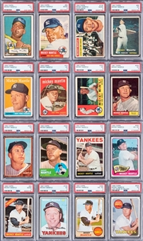 1952-1969 Topps Mickey Mantle PSA-Graded "Full Career" Collection (16 Different) – Including 1952 Topps #311 Mickey Mantle Rookie Card Graded PSA VG 3!